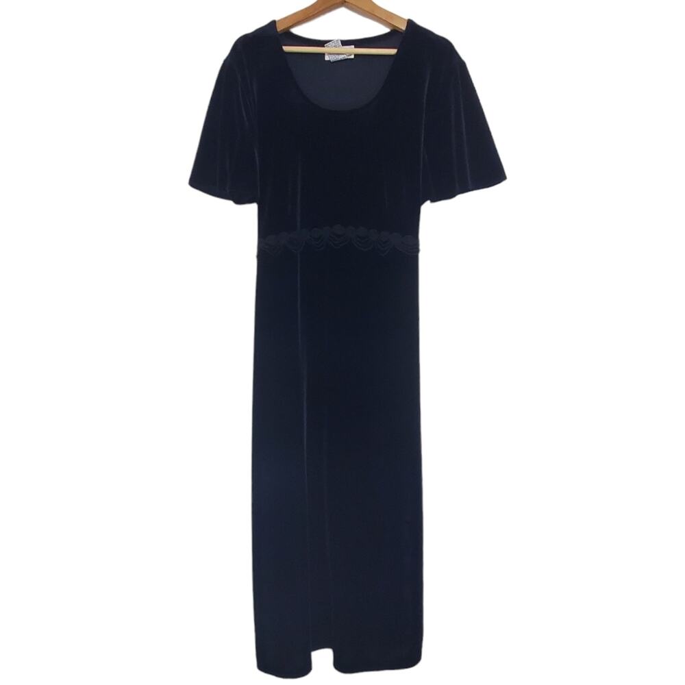 Alix Taylor | Vintage Velvet Short Sleeve Maxi Length Dress Tie Waist